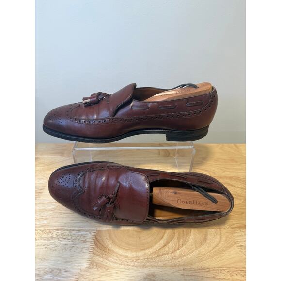 John Lobb Brown Leather Slip On Loafers w Tassels Size 7.5 UK JL - Picture 1 of 16
